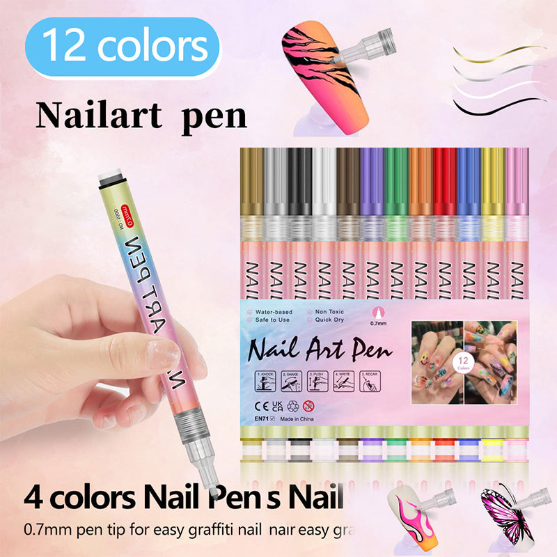 🎁Weihnachtsgeschenk🎄Professionelles Nagelkunst-Stiftset mit 12 Farben