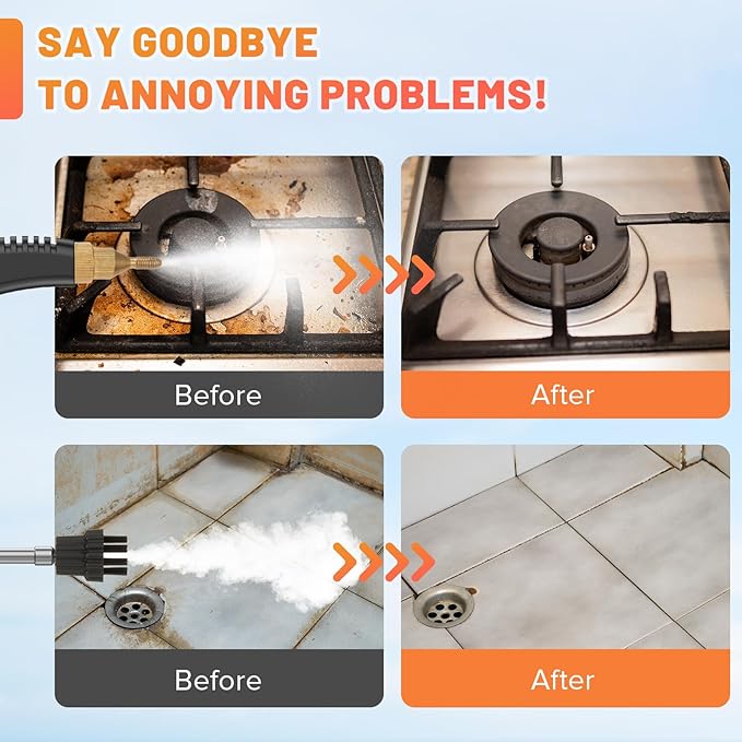 ✨🌟Der All-in-One Dampfreiniger🌈🌈Spürt hartnäckiges Fett & Bakterien aus Küche, Bad & Auto in 15 Sek. weg💫Kontinuierlich 20 Min. chemiefrei reinigen. Leicht & effizient.