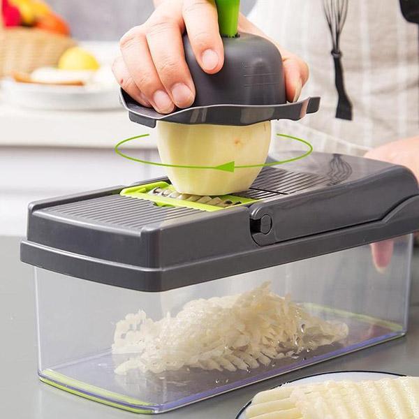 ✨Multifunktionaler Gemüseschneider – Klingen aus Edelstahl, leicht zu reinigen, verschiedene Zubereitungsarten🥗
