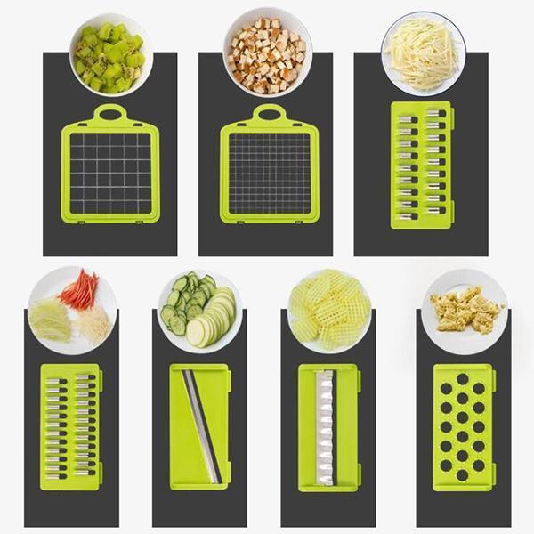 ✨Multifunktionaler Gemüseschneider – Klingen aus Edelstahl, leicht zu reinigen, verschiedene Zubereitungsarten🥗