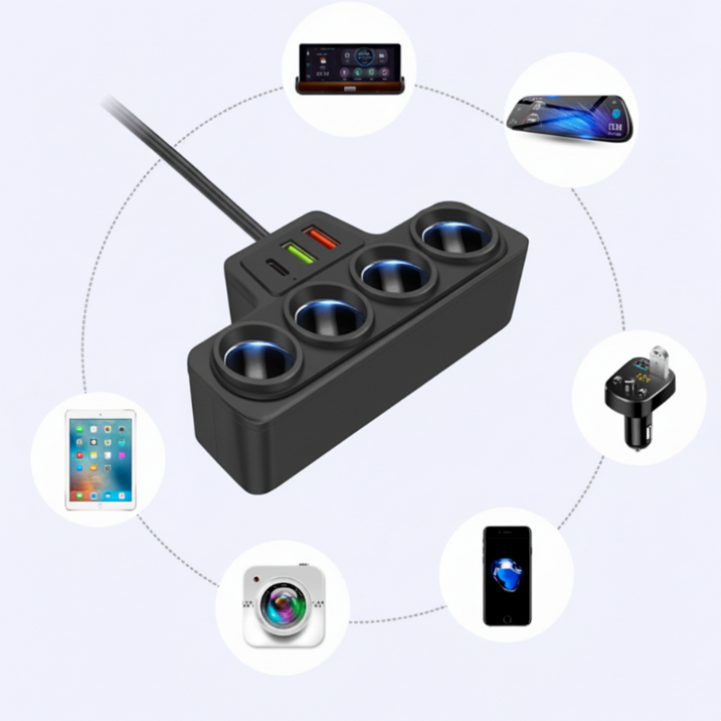 🎉 Neujahrsgeschenk – 50% RABATT!🚗 7-in-1 Zigarettenanzünder-Adapter: 4x Steckdosen + 3x Schnellladung – stabil & sicher für PKW/LKW
