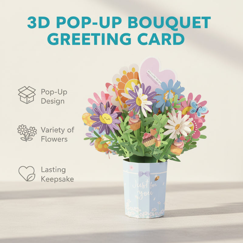 3D-Pop-up-Blumenstrauß-Grußkarte