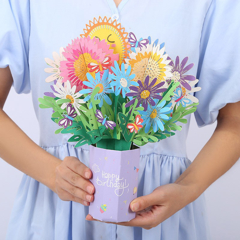 3D-Pop-up-Blumenstrauß-Grußkarte