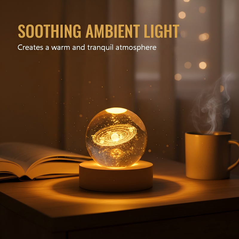 Gravierte Kristallglaskugel-Nachtlicht