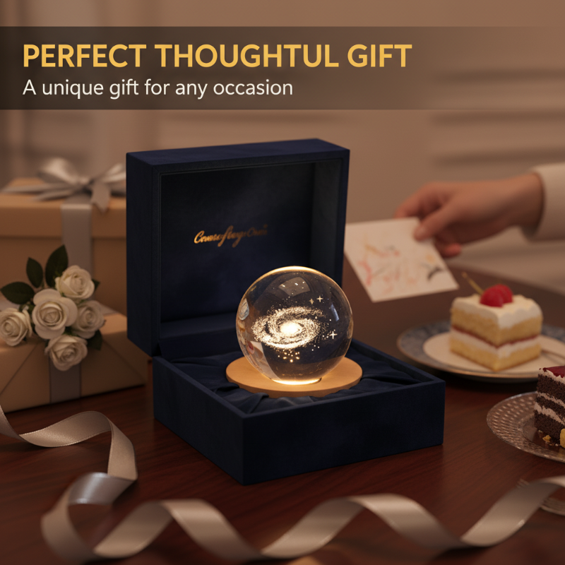 Gravierte Kristallglaskugel-Nachtlicht