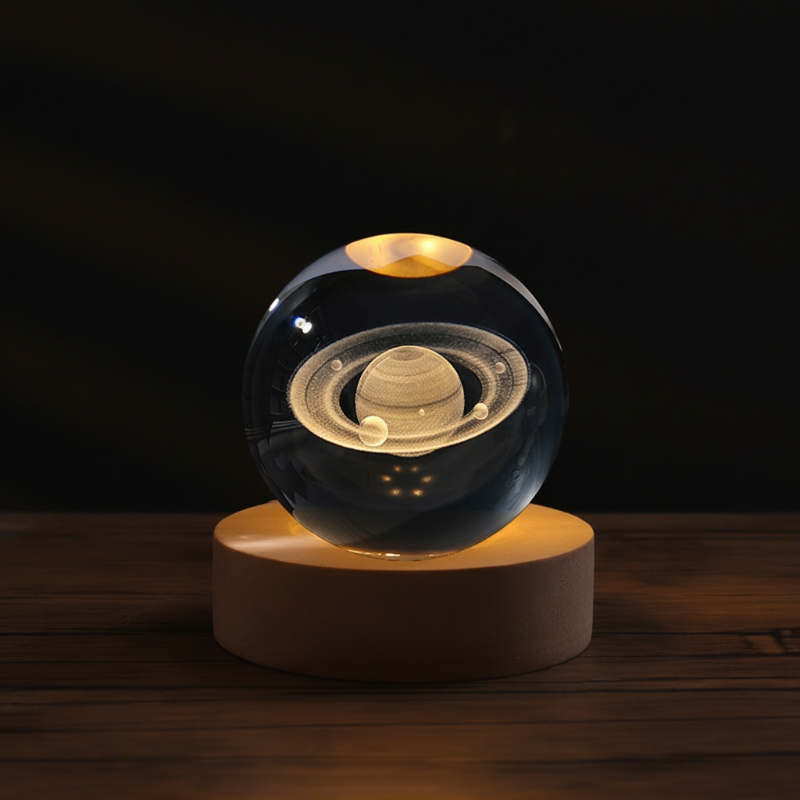 Gravierte Kristallglaskugel-Nachtlicht