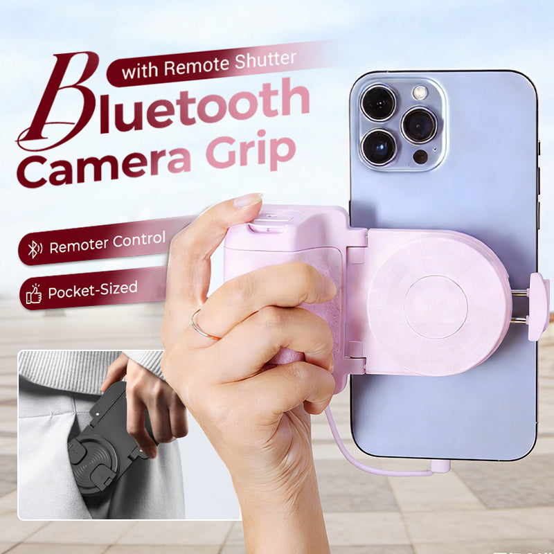 Pink Bluetooth-Kameragriff mit Fernauslöser