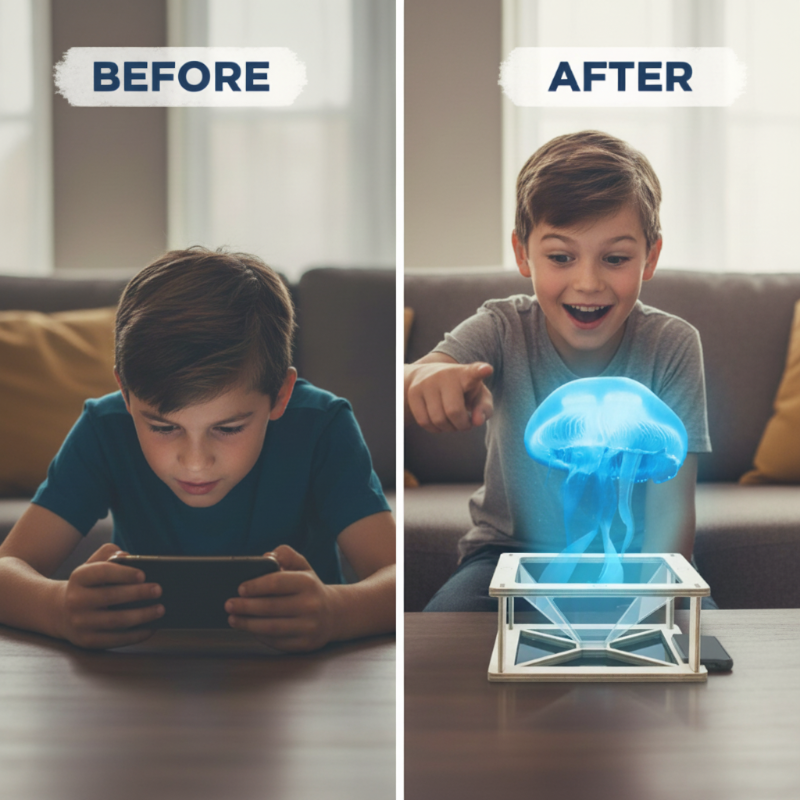 DIY-Bausatz für einen holografischen 3D-Projektor für Kinder