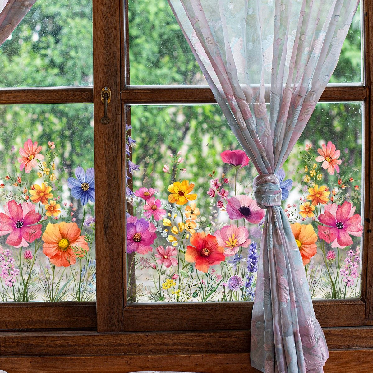 ✨LETZTER TAG DES AUSVERKAUFS 50 % RABATT!💐Bunter Blumenstrauß-Fensteraufkleber🖼️
