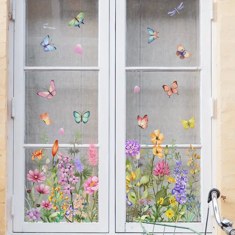 ✨LETZTER TAG DES AUSVERKAUFS 50 % RABATT!💐Bunter Blumenstrauß-Fensteraufkleber🖼️