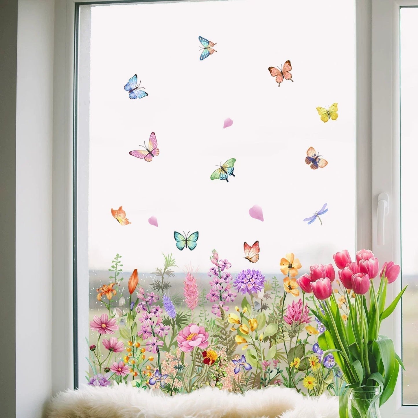 ✨LETZTER TAG DES AUSVERKAUFS 50 % RABATT!💐Bunter Blumenstrauß-Fensteraufkleber🖼️