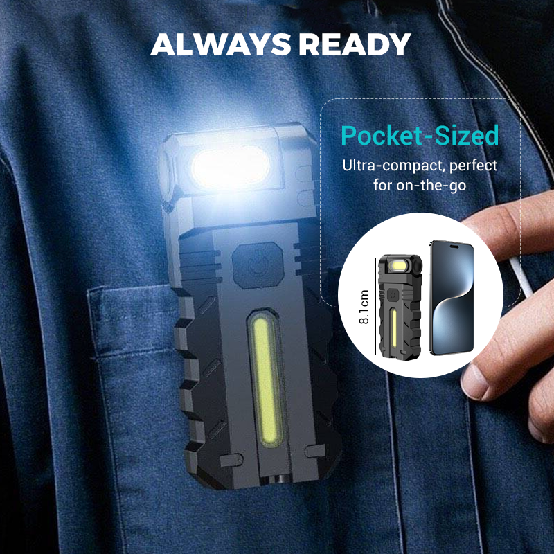 💎 50 % RABATT! 💎 180° drehbare LED-Arbeitsleuchte – Dual-Strahl, Magnetfuß und über USB-C wiederaufladbar