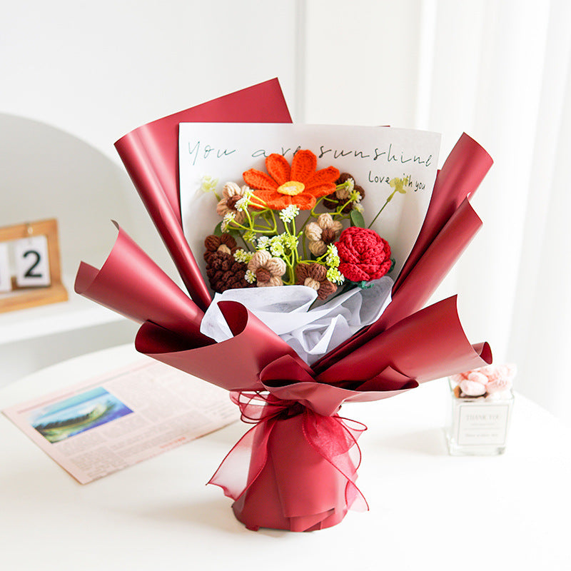 🌸50 % Rabatt! 🎉 Handgefertigter exquisiter Häkelstrauß – nur zum Muttertag, naturgetreues Design, langlebig und perfekte Heimdekoration/Geschenk ✨