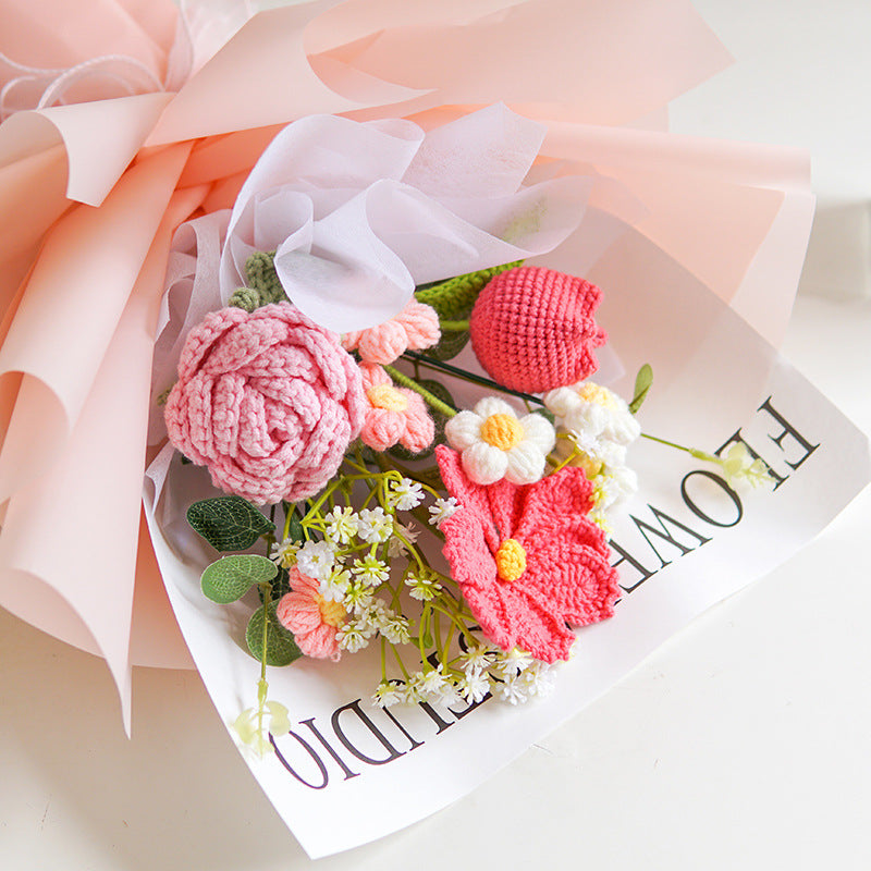 🌸50 % Rabatt! 🎉 Handgefertigter exquisiter Häkelstrauß – nur zum Muttertag, naturgetreues Design, langlebig und perfekte Heimdekoration/Geschenk ✨