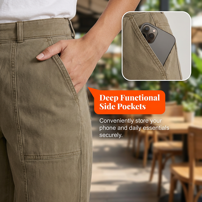 Vielseitige, schmal zulaufende Hose 👖 Hochgeschnitten und figurbetont, praktische Taschen, knitterfreies Material, zaubert längere Beine 📏