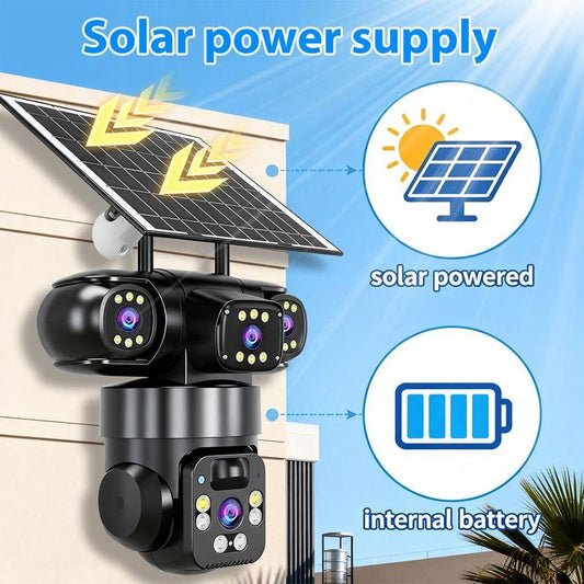 📹 BEFRISTET 50% RABATT! ✨ 6K Außenkamera – 360° PTZ, Farb-Nachtsicht, Solar 🏡