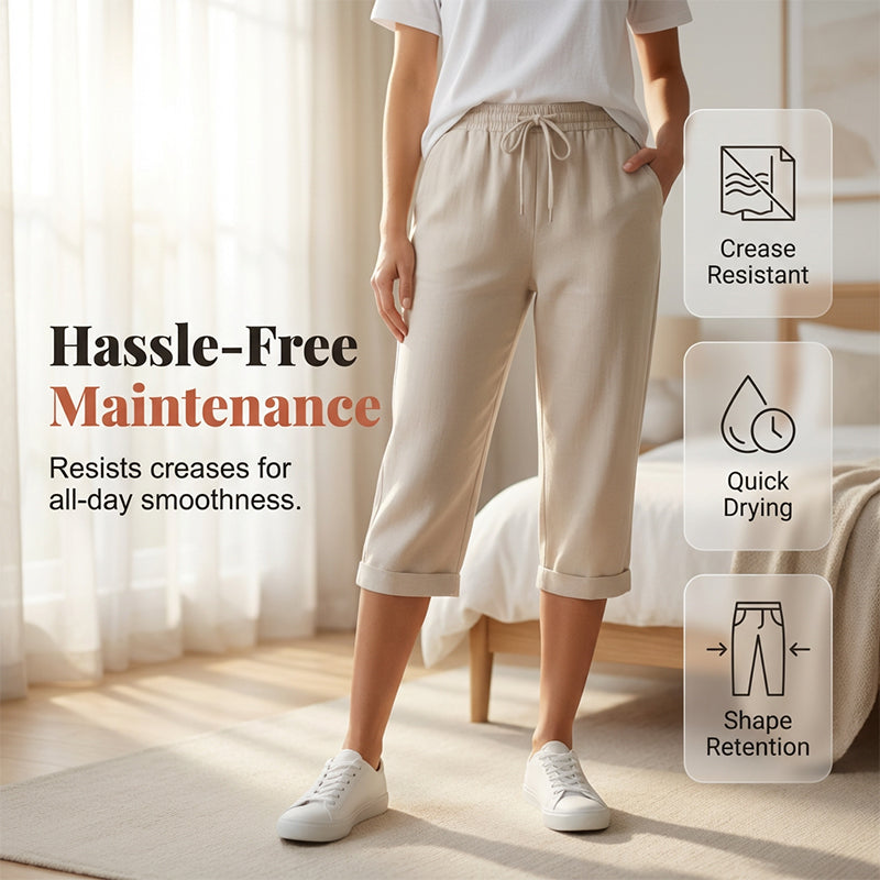 🔥🔥 60 % Rabatt!!🥳💞 50K+ VERKAUFT! ⚡👖Lässige Caprihosen aus Baumwoll-Leinen für Damen