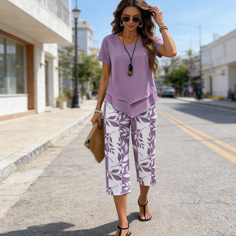 👚 50% RABATT! 🔥 Damen 2-teiliges Freizeit-Set – Mehrlagiges Top & Extrawide Hose, Atmungsaktives Material Für Einen Lässigen, Stilvollen Look 🌸