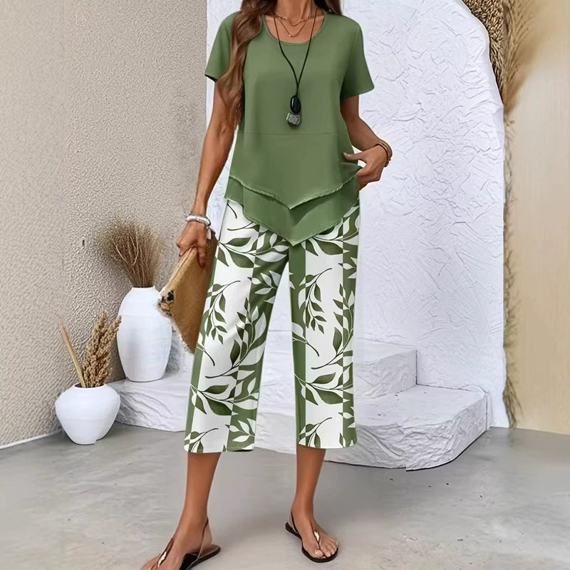 👚 50% RABATT! 🔥 Damen 2-teiliges Freizeit-Set – Mehrlagiges Top & Extrawide Hose, Atmungsaktives Material Für Einen Lässigen, Stilvollen Look 🌸