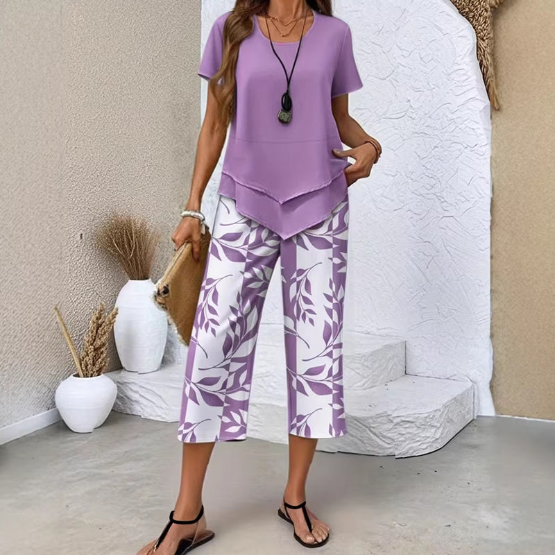 👚 50% RABATT! 🔥 Damen 2-teiliges Freizeit-Set – Mehrlagiges Top & Extrawide Hose, Atmungsaktives Material Für Einen Lässigen, Stilvollen Look 🌸