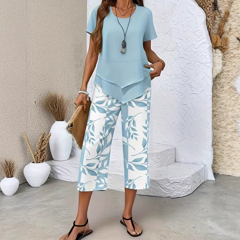 👚 50% RABATT! 🔥 Damen 2-teiliges Freizeit-Set – Mehrlagiges Top & Extrawide Hose, Atmungsaktives Material Für Einen Lässigen, Stilvollen Look 🌸