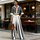 👚 50 % RABATT! 🔥 2-teiliges Set für Damen – Gestreiftes Hemd & weite Hose, lässiger Look, leichter Stoff & perfekt für den Sommer 🌸