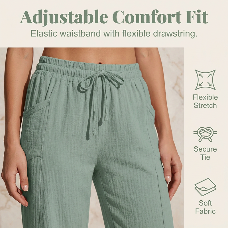 🌿🔥 50% RABATT ✨ Damen Baumwoll-Leinen Hose mit Falten 👖 luftig, bequem & elegant – perfekt für stilvolle Sommer-Looks ☀️