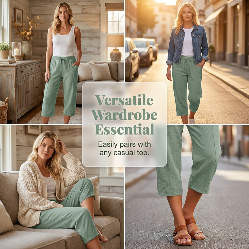 🌿🔥 50% RABATT ✨ Damen Baumwoll-Leinen Hose mit Falten 👖 luftig, bequem & elegant – perfekt für stilvolle Sommer-Looks ☀️
