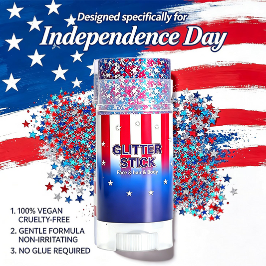✨🎆 BLITZANGEBOT 50 % RABATT! 3D-Glitzerstift für Partys – Rot, Weiß, Blau, einfach aufzutragen, sichere und abwaschbare Formel 🇫🇷