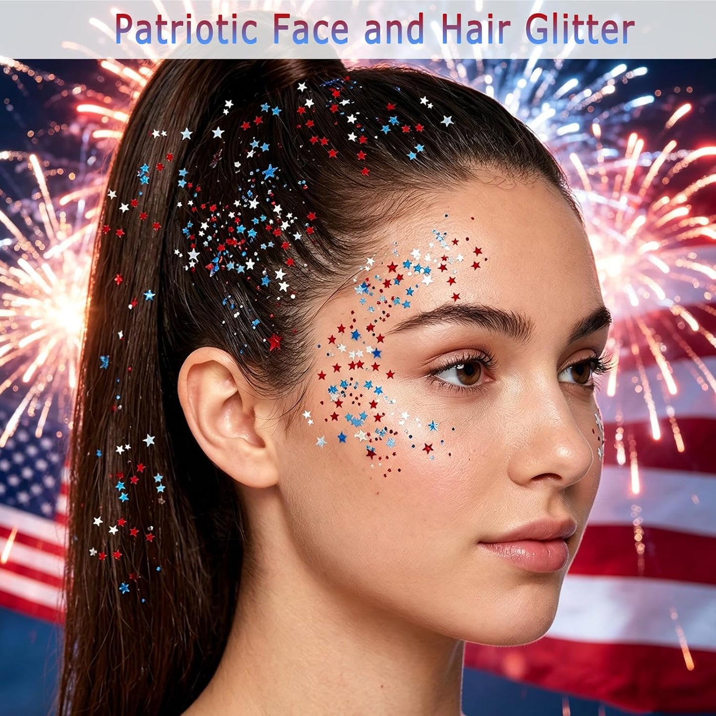 ✨🎆 BLITZANGEBOT 50 % RABATT! 3D-Glitzerstift für Partys – Rot, Weiß, Blau, einfach aufzutragen, sichere und abwaschbare Formel 🇫🇷