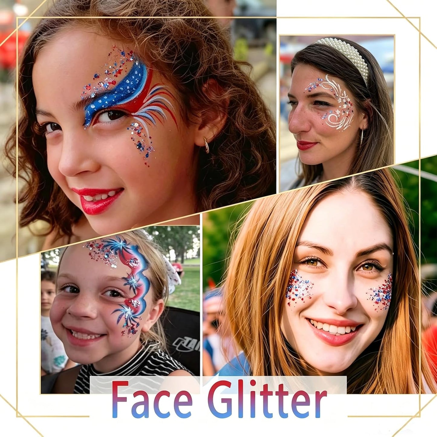 ✨🎆 BLITZANGEBOT 50 % RABATT! 3D-Glitzerstift für Partys – Rot, Weiß, Blau, einfach aufzutragen, sichere und abwaschbare Formel 🇫🇷