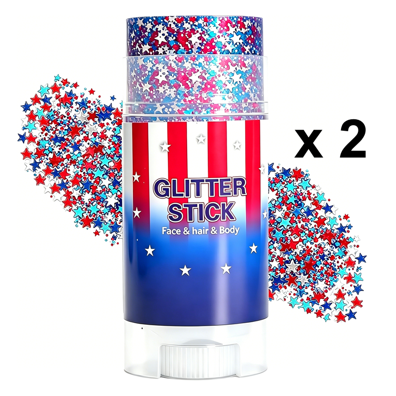 ✨🎆 BLITZANGEBOT 50 % RABATT! 3D-Glitzerstift für Partys – Rot, Weiß, Blau, einfach aufzutragen, sichere und abwaschbare Formel 🇫🇷