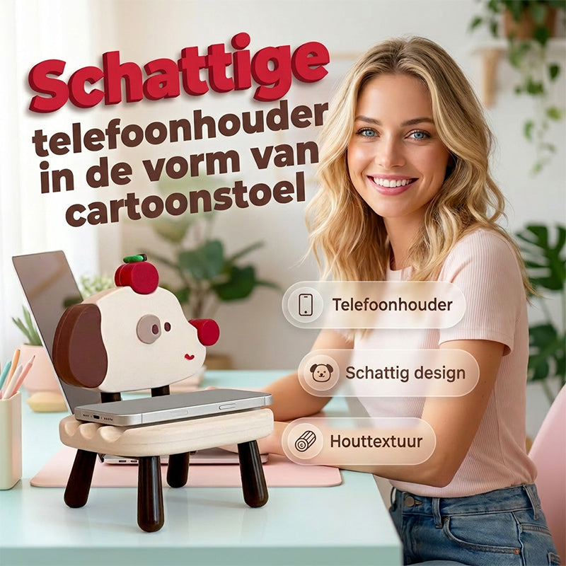Niedlicher Handyhalter in Form eines Cartoon-Stuhls
