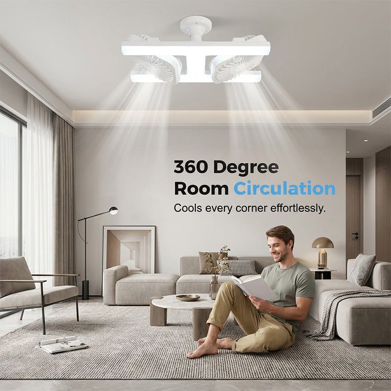 🌬️✨Deckenventilator mit Doppelkopf und LED-Licht – modernes Design mit Fernbedienung für Wohnzimmer & Schlafzimmer
