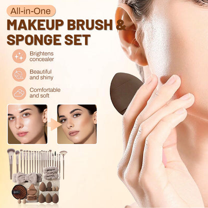 All-in-One-Set mit Make-up-Pinseln und -Schwämmchen