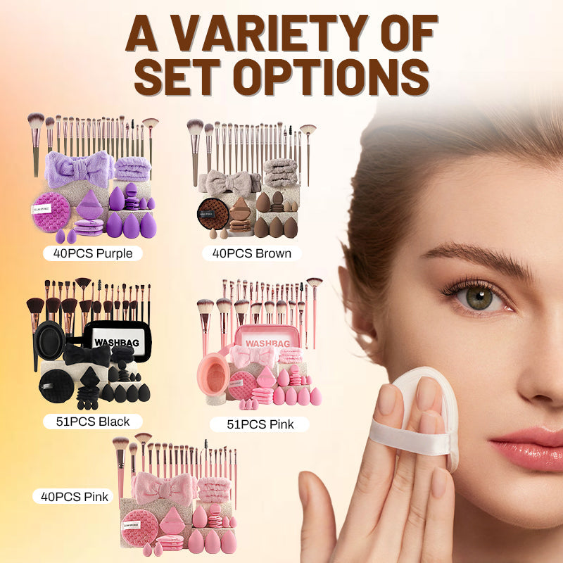 All-in-One-Set mit Make-up-Pinseln und -Schwämmchen