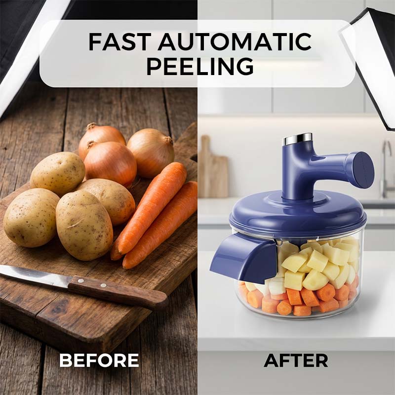 🍐⚡2‑in‑1 Elektrischer Obstschäler und Mixer🥕｜Automatischer Küchenhelfer für Obst und Gemüse