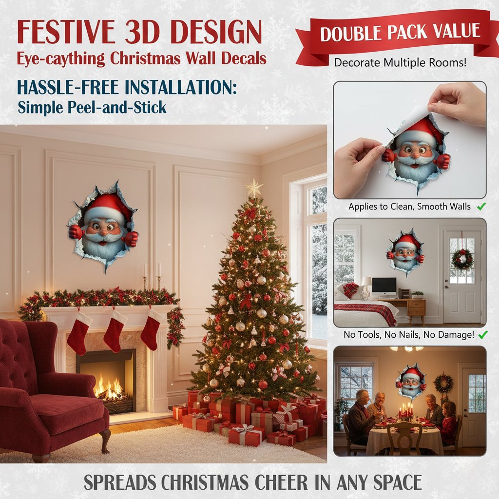 🎅Weihnachtsmann-Überraschung – 3D-Wandtattoos