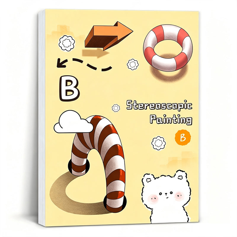 📢📢50 % RABATT!! ⏰3D-Stereo-Malbuch für Kinder zum Nachzeichnen mit Ausmal- und Ausschneideaufgaben