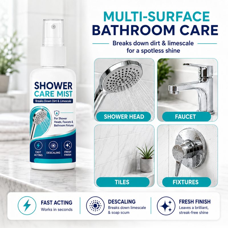 🚿✨Schnell wirkendes Dusch-Entkalkungsspray – Löst hartnäckige Mineralablagerungen und Kalkflecken. Sorgt wieder für einen ungehinderten Wasserfluss und Glanz – einfach aufsprühen und abwischen! 🧼💪
