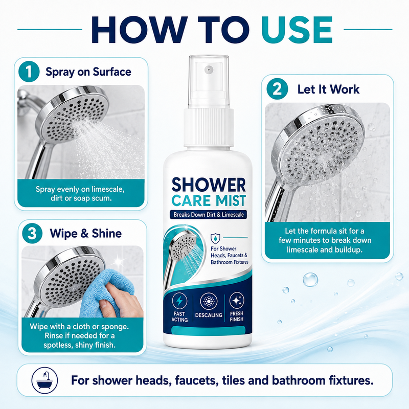 🚿✨Schnell wirkendes Dusch-Entkalkungsspray – Löst hartnäckige Mineralablagerungen und Kalkflecken. Sorgt wieder für einen ungehinderten Wasserfluss und Glanz – einfach aufsprühen und abwischen! 🧼💪