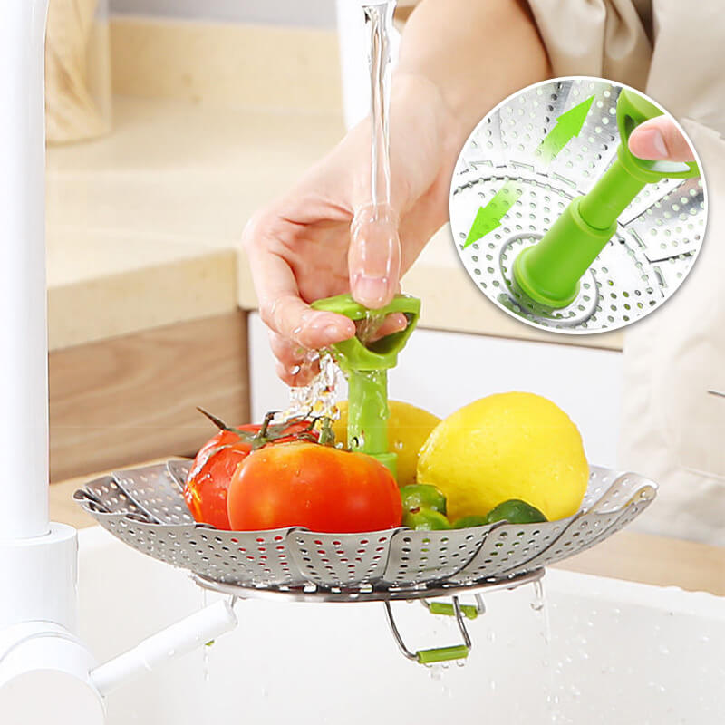 🥬 50% RABATT! 🔧 Edelstahl-Faltdämpfer – Faltbar, robust & vielseitig für Gemüse ✨