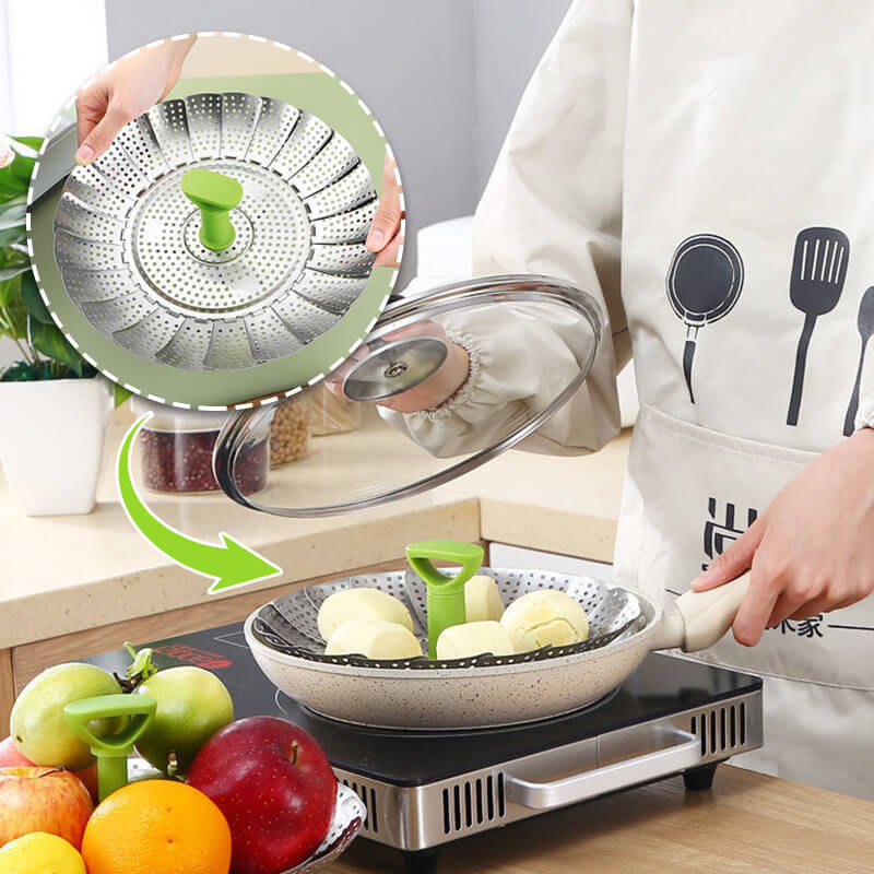 🥬 50% RABATT! 🔧 Edelstahl-Faltdämpfer – Faltbar, robust & vielseitig für Gemüse ✨
