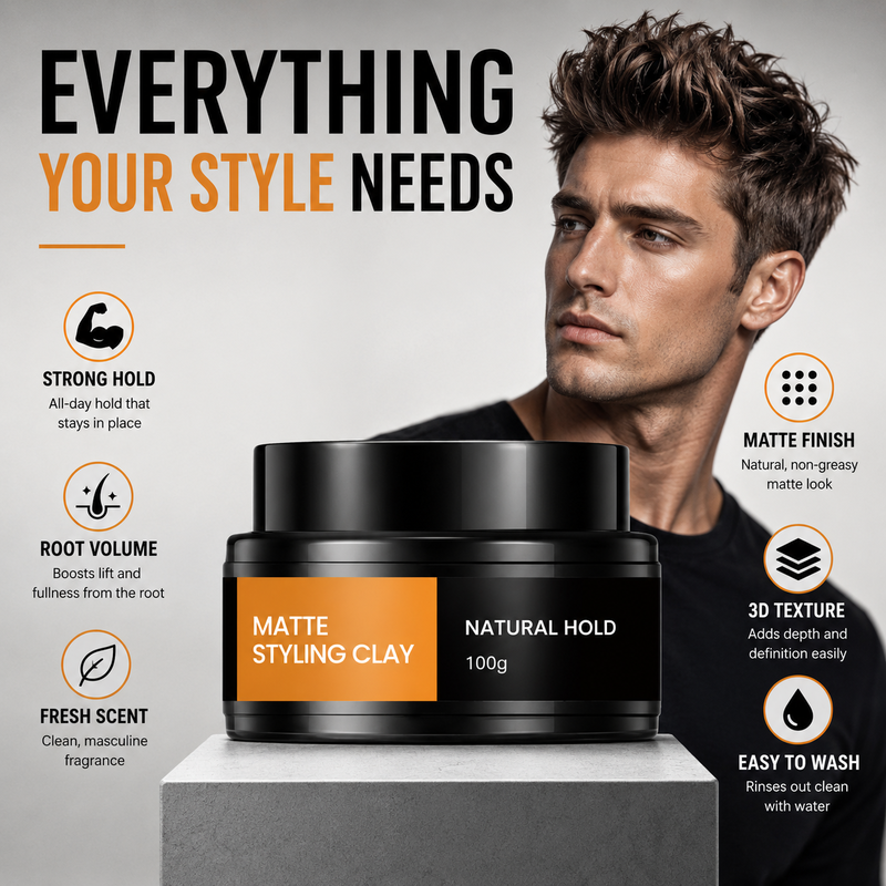 Leichte Haarstyling-Clay für Männer mit starkem Halt