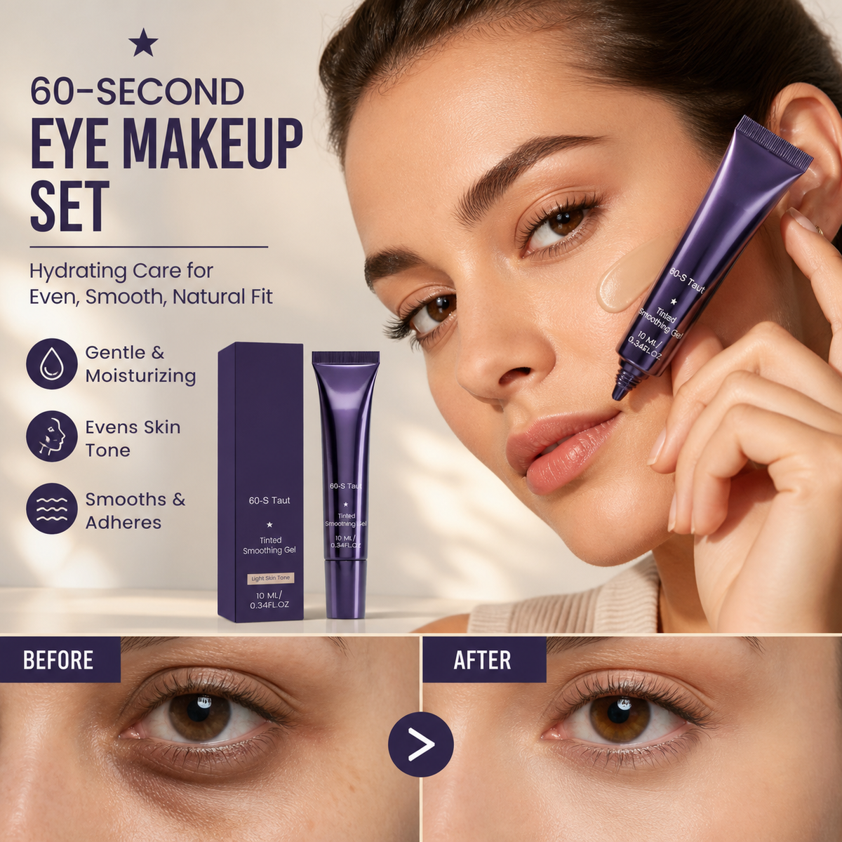 💰 Grosse Ersparnisse – 50 % RABATT🔥 60-Sekunden-Augen-Make-up-Set – Getöntes, straffendes Augengel gegen geschwollene Augen und Tränensäcke