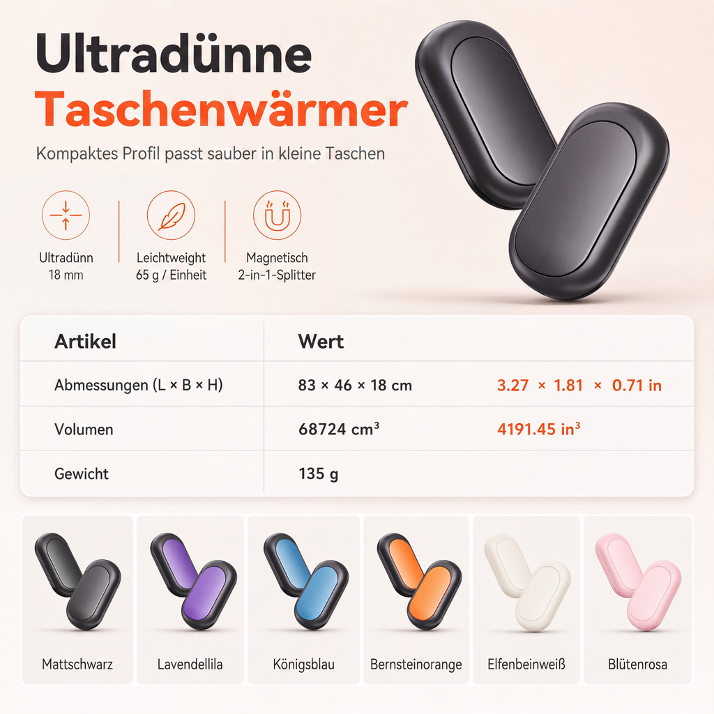 📢⏰Magnetischer, teilbarer 2-in-1 wiederaufladbarer Handwärmer – Mini tragbarer USB-Elektro-Handwärmer