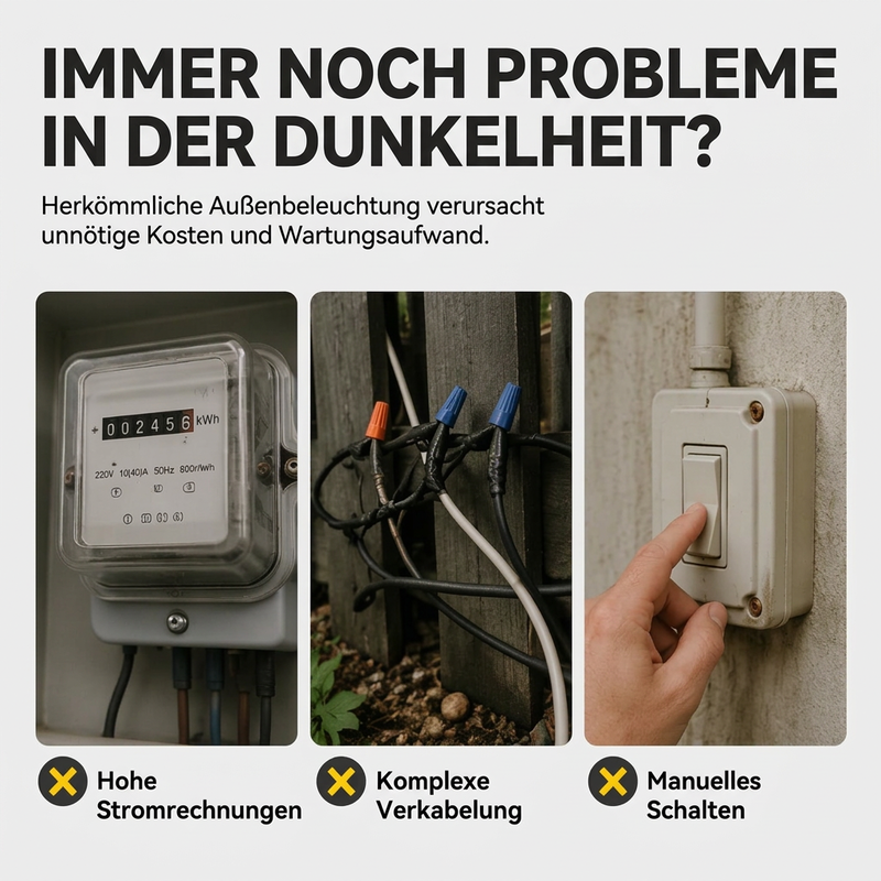 Wasserdichte solarbetriebene LED-Außenleuchten für Dachrinnen und Wände