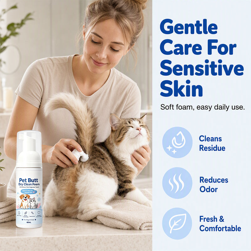 🔥 2+1 GRATIS!!🧼Trockenreinigungsschaum für den Po von Hunden und Katzen – kein Abspülen erforderlich