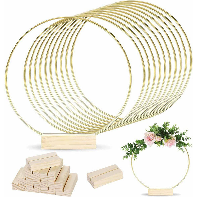 🌸 50% RABATT! ✨ Goldener Deko-Ring – Mit Holzständer & elegant ✨