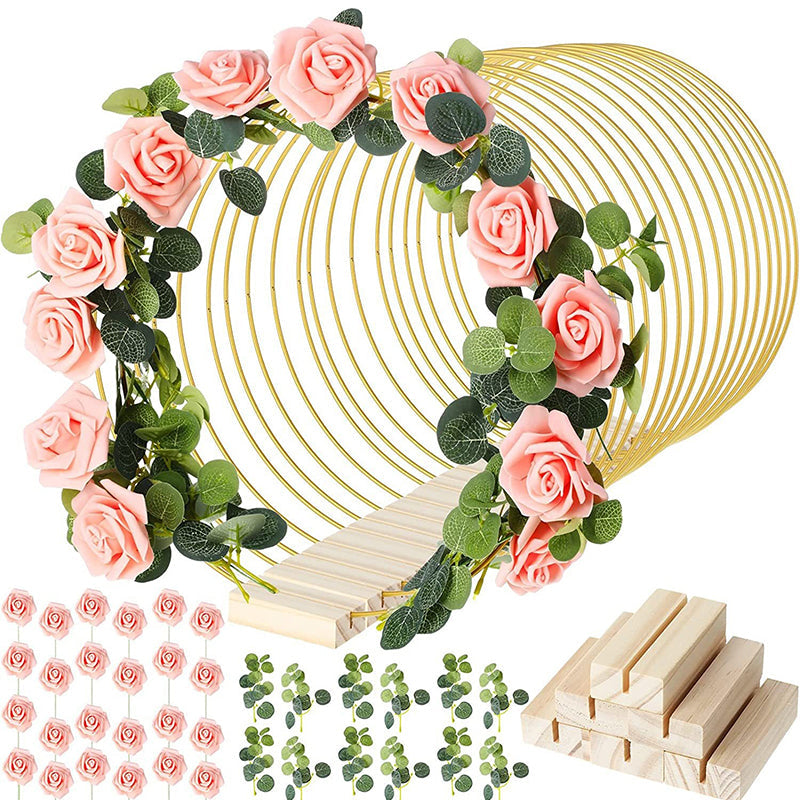 🌸 50% RABATT! ✨ Goldener Deko-Ring – Mit Holzständer & elegant ✨